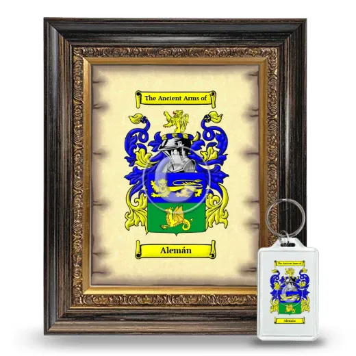 Alemán Framed Coat of Arms and Keychain - Heirloom