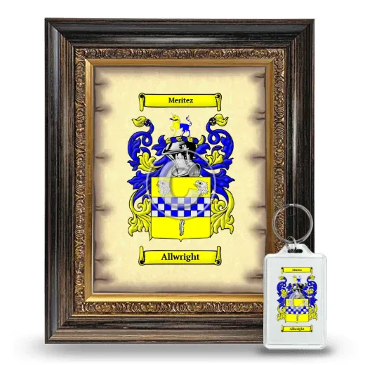 Allwright Framed Coat of Arms and Keychain - Heirloom