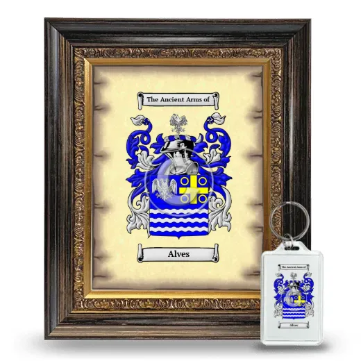 Alves Framed Coat of Arms and Keychain - Heirloom