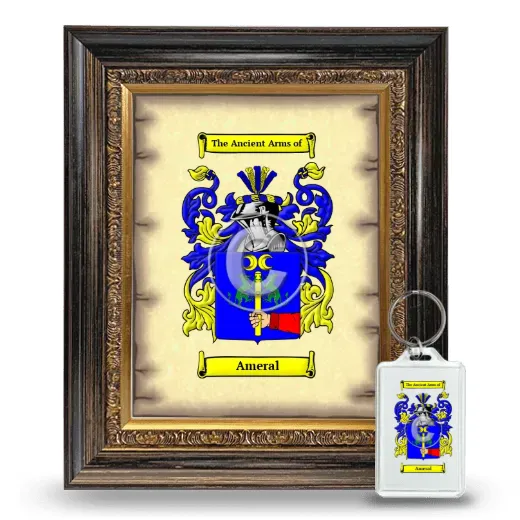 Ameral Framed Coat of Arms and Keychain - Heirloom
