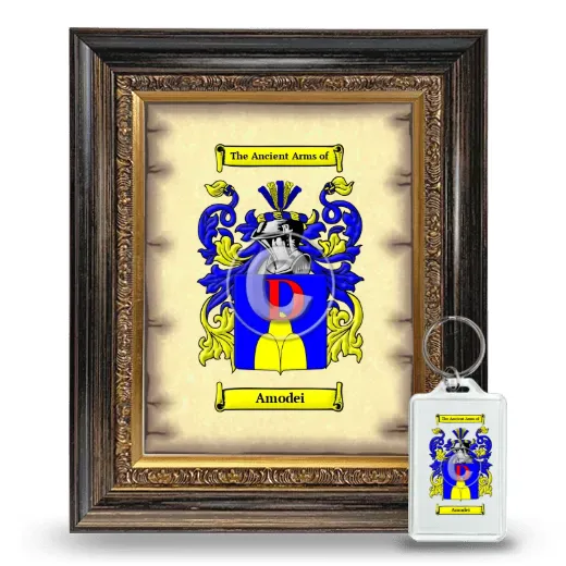 Amodei Framed Coat of Arms and Keychain - Heirloom