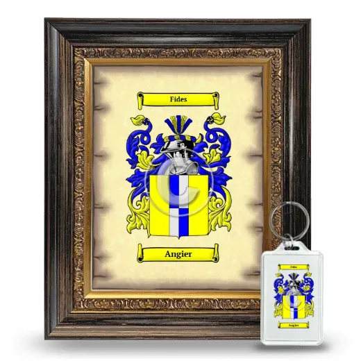 Angier Framed Coat of Arms and Keychain - Heirloom