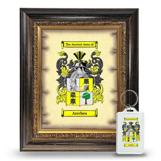 Arechea Framed Coat of Arms and Keychain - Heirloom