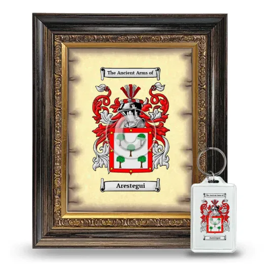 Arestegui Framed Coat of Arms and Keychain - Heirloom