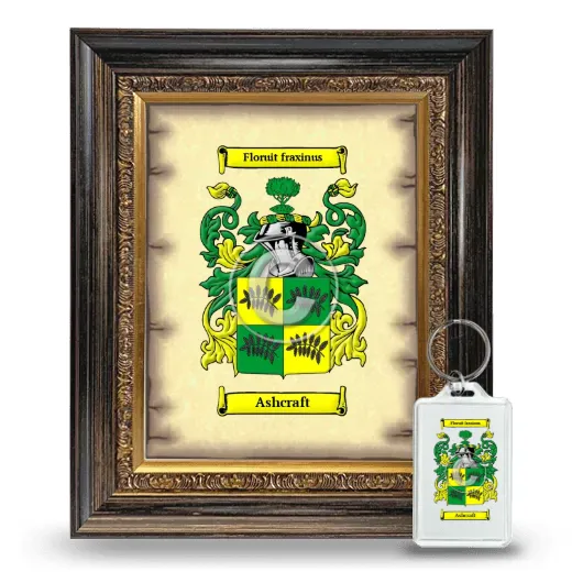 Ashcraft Framed Coat of Arms and Keychain - Heirloom