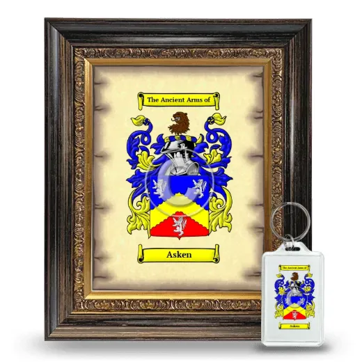 Asken Framed Coat of Arms and Keychain - Heirloom