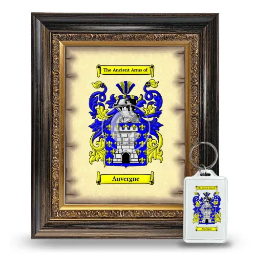 Auvergne Framed Coat of Arms and Keychain - Heirloom