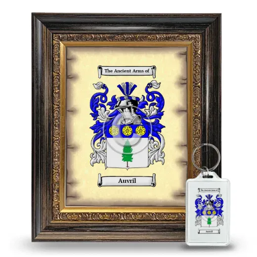 Auvril Framed Coat of Arms and Keychain - Heirloom