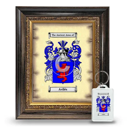 Avilés Framed Coat of Arms and Keychain - Heirloom