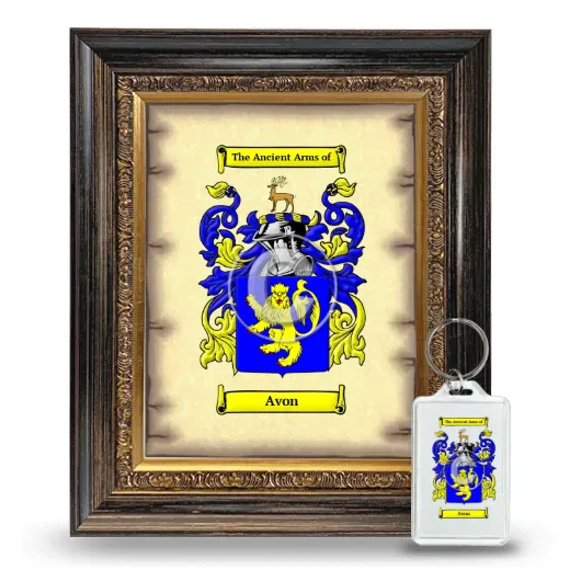 Avon Framed Coat of Arms and Keychain - Heirloom