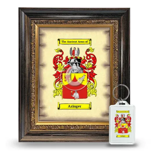 Azinger Framed Coat of Arms and Keychain - Heirloom