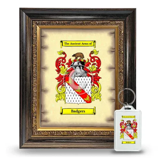 Badgers Framed Coat of Arms and Keychain - Heirloom