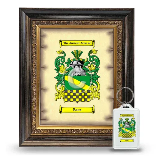Baez Framed Coat of Arms and Keychain - Heirloom