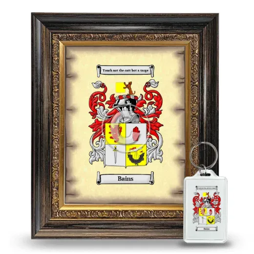 Bains Framed Coat of Arms and Keychain - Heirloom