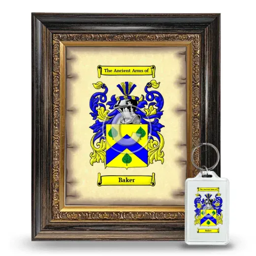 Baker Framed Coat of Arms and Keychain - Heirloom