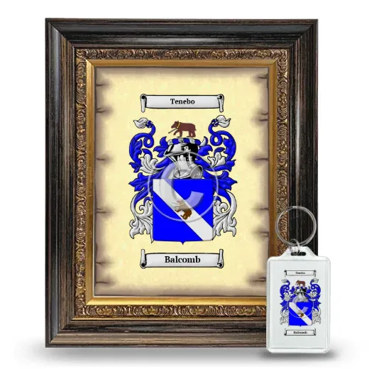 Balcomb Framed Coat of Arms and Keychain - Heirloom