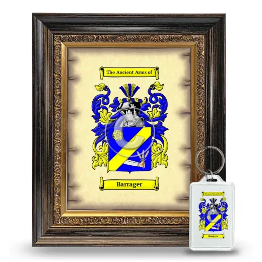 Barrager Framed Coat of Arms and Keychain - Heirloom