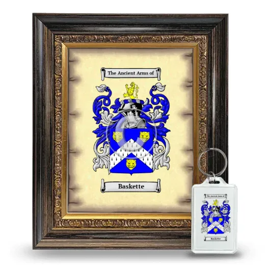 Baskette Framed Coat of Arms and Keychain - Heirloom