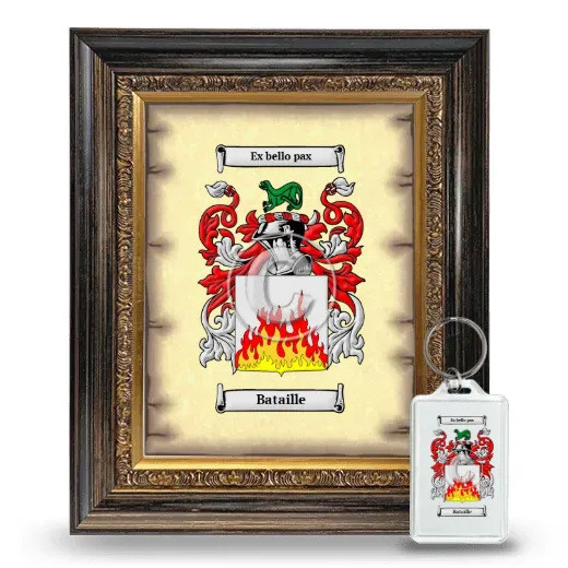 Bataille Framed Coat of Arms and Keychain - Heirloom