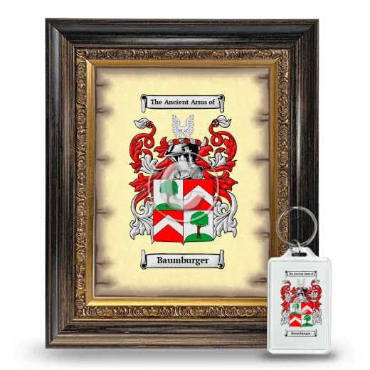 Baumburger Framed Coat of Arms and Keychain - Heirloom