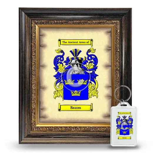 Bazon Framed Coat of Arms and Keychain - Heirloom