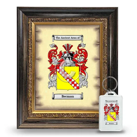 Becman Framed Coat of Arms and Keychain - Heirloom