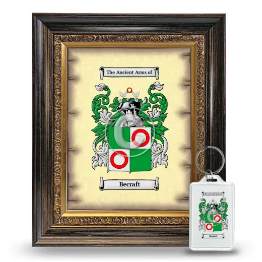 Becraft Framed Coat of Arms and Keychain - Heirloom