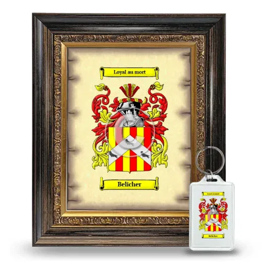 Belicher Framed Coat of Arms and Keychain - Heirloom