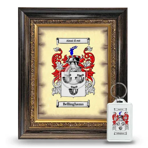 Bellinghams Framed Coat of Arms and Keychain - Heirloom