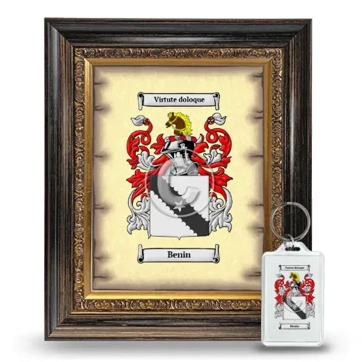 Benin Framed Coat of Arms and Keychain - Heirloom