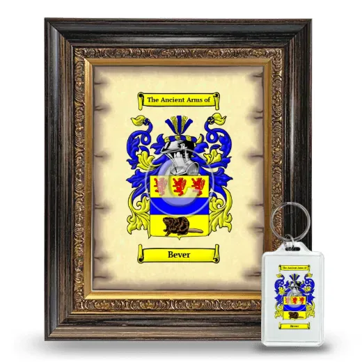 Bever Framed Coat of Arms and Keychain - Heirloom