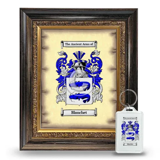 Blanchet Framed Coat of Arms and Keychain - Heirloom