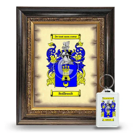 Boilleault Framed Coat of Arms and Keychain - Heirloom