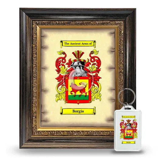 Borgia Framed Coat of Arms and Keychain - Heirloom