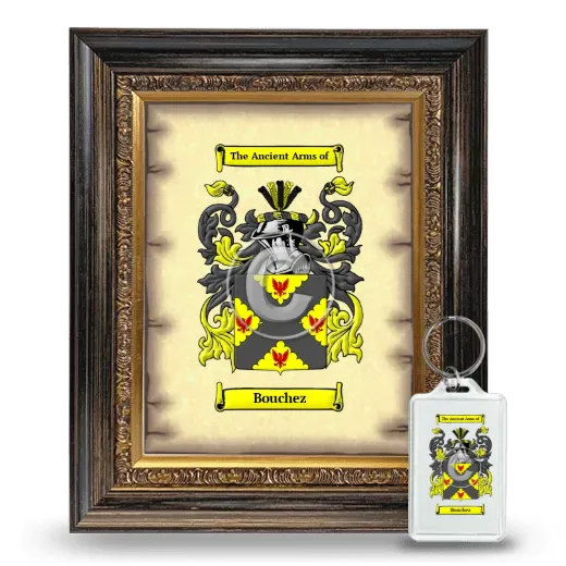 Bouchez Framed Coat of Arms and Keychain - Heirloom