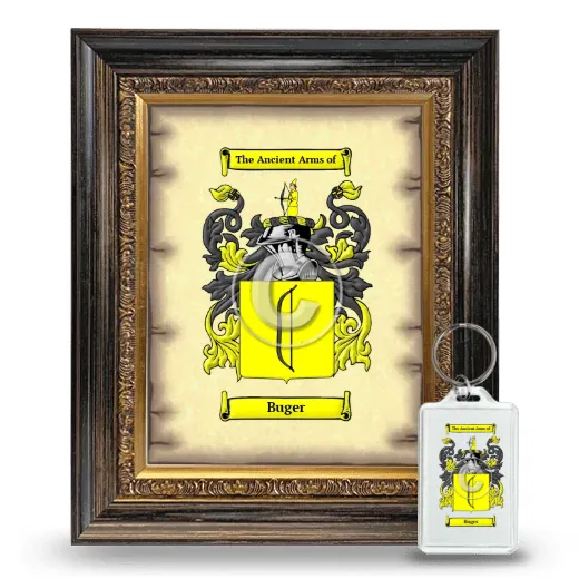 Buger Framed Coat of Arms and Keychain - Heirloom