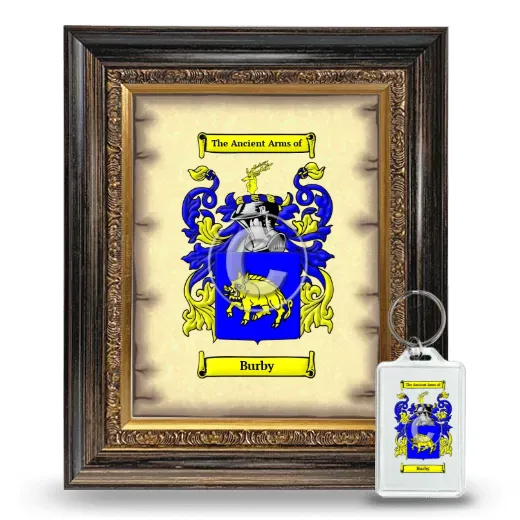 Burby Framed Coat of Arms and Keychain - Heirloom