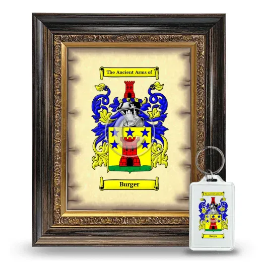 Burger Framed Coat of Arms and Keychain - Heirloom