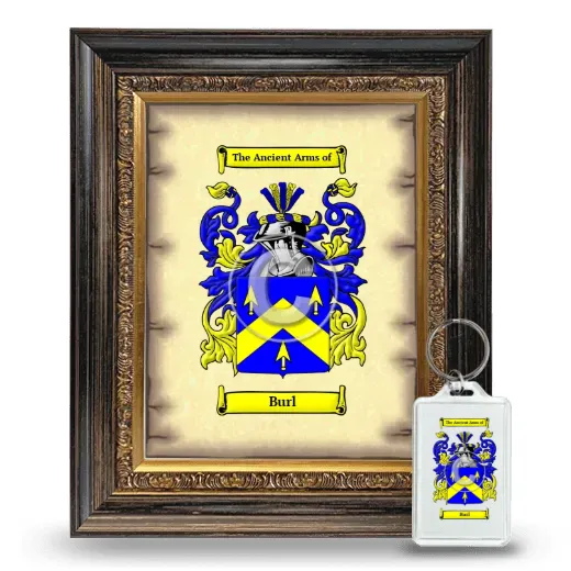 Burl Framed Coat of Arms and Keychain - Heirloom
