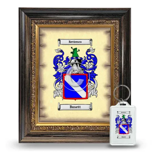 Busett Framed Coat of Arms and Keychain - Heirloom