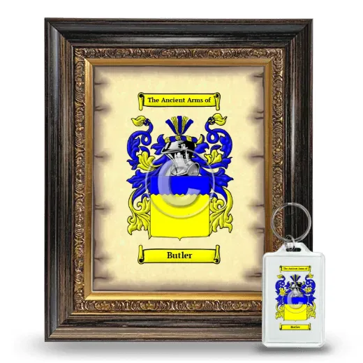 Butler Framed Coat of Arms and Keychain - Heirloom