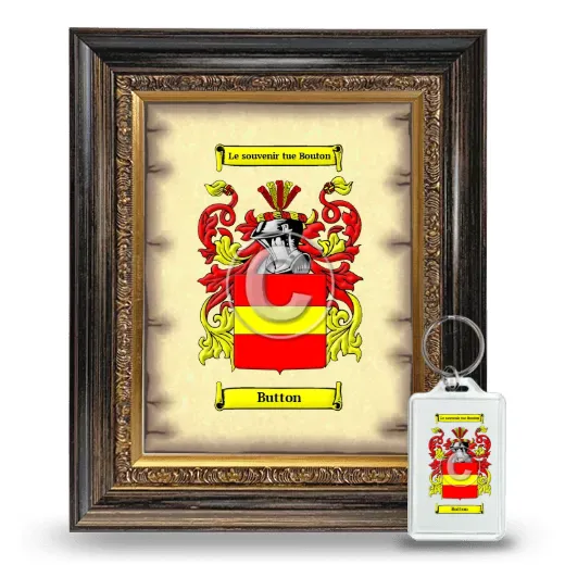 Button Framed Coat of Arms and Keychain - Heirloom