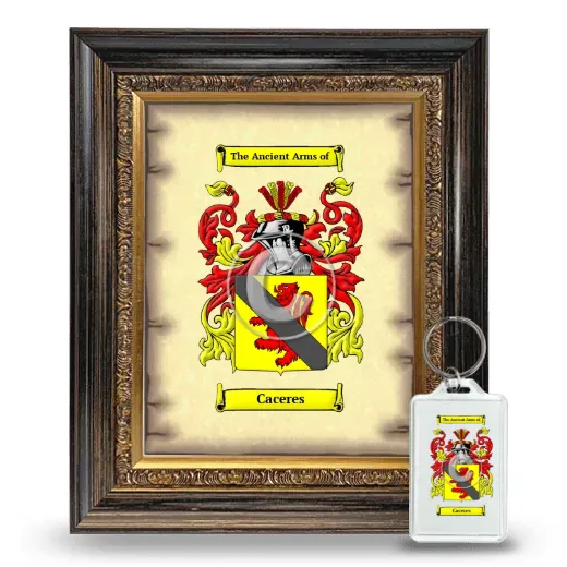 Caceres Framed Coat of Arms and Keychain - Heirloom