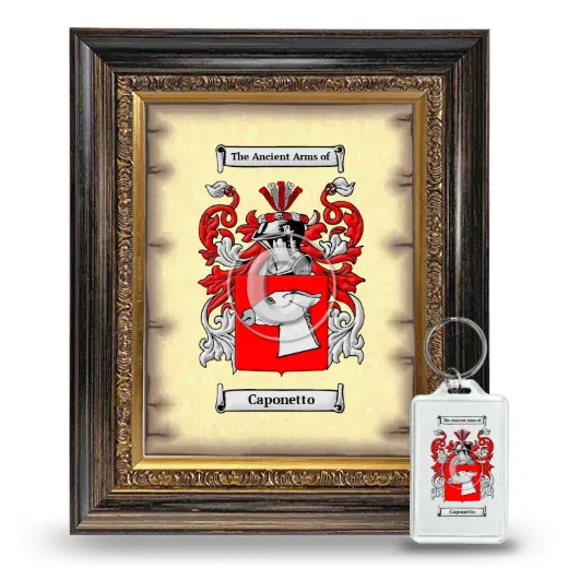 Caponetto Framed Coat of Arms and Keychain - Heirloom