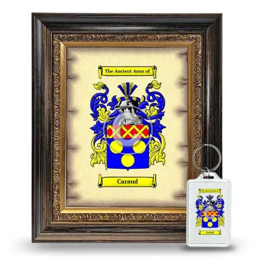 Caraud Framed Coat of Arms and Keychain - Heirloom