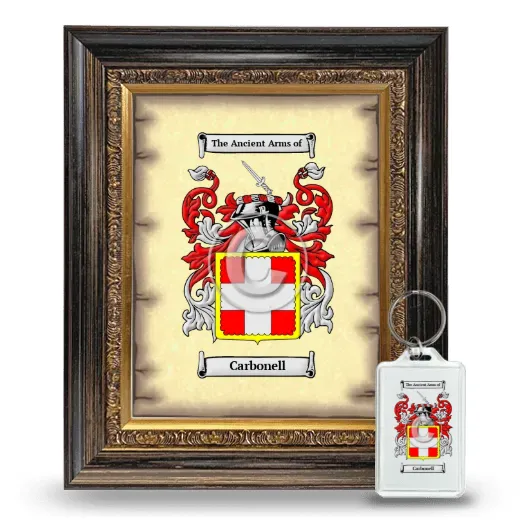 Carbonell Framed Coat of Arms and Keychain - Heirloom