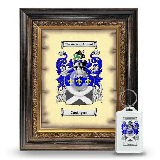 Castagan Framed Coat of Arms and Keychain - Heirloom