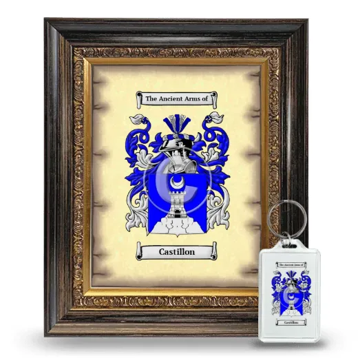 Castillon Framed Coat of Arms and Keychain - Heirloom