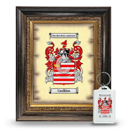 Caulkins Framed Coat of Arms and Keychain - Heirloom