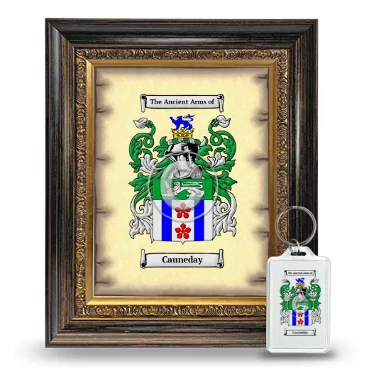 Cauneday Framed Coat of Arms and Keychain - Heirloom
